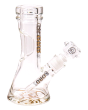 Load image into Gallery viewer, An Oro Glass Company 8.5 Karat Thick Beaker Water Pipe V2 with clear base logo.
