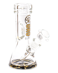 An Oro Glass Company 8.5 Karat Thick Beaker Water Pipe V2 with black base logo.