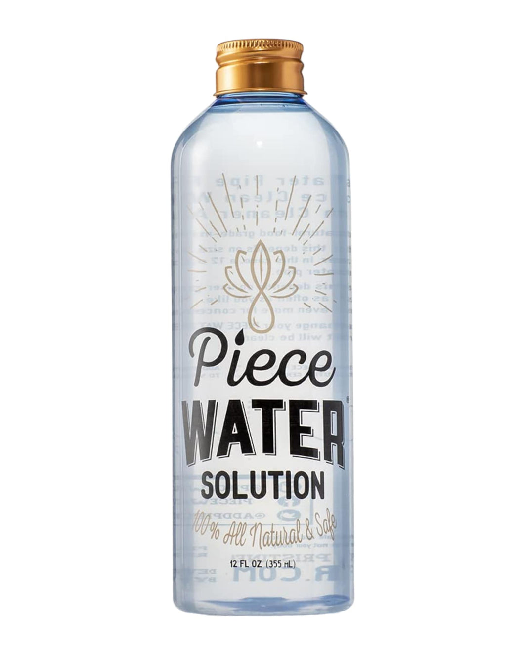 A 12oz bottle of Piece Water Solution.