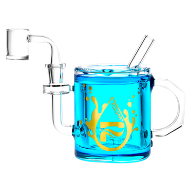 A blue Pulsar Coffee Cup Glycerin Dab Rig.