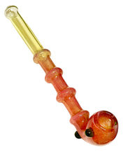 Load image into Gallery viewer, An amber Fumed Frit Colored Gandalf Hand Pipe.
