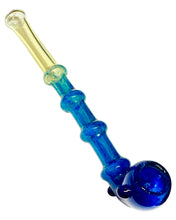 Load image into Gallery viewer, A blue Fumed Frit Colored Gandalf Hand Pipe.
