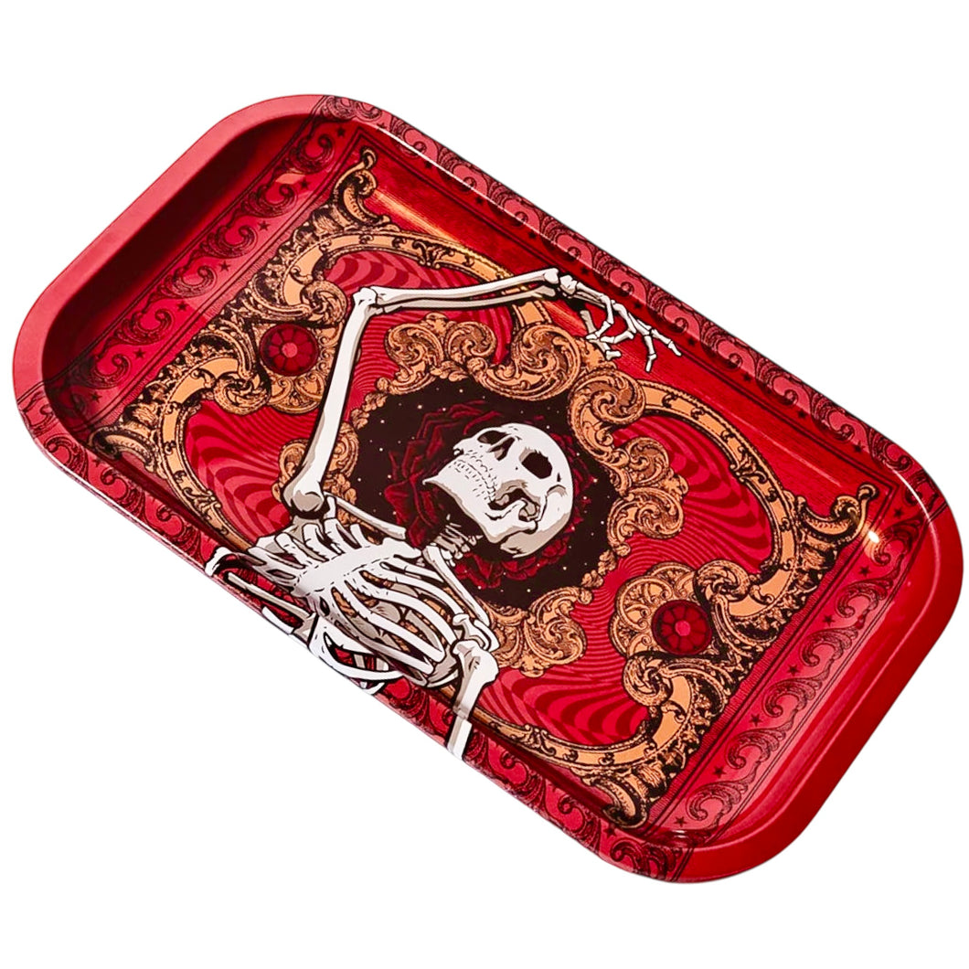 A Blazy Susan Grateful Dead Skeleton Rolling Tray.