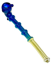 Load image into Gallery viewer, A blue Fumed Frit Colored Gandalf Hand Pipe.
