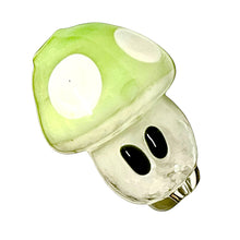 Load image into Gallery viewer, A green Handmade 1-Up Mushroom Bubble Carb Cap made by TKO Glassworks.
