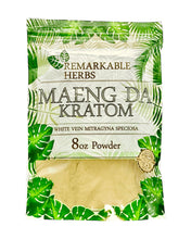 Load image into Gallery viewer, A 8oz bag of Remarkable Herbs White Vein Maeng Da Kratom Powder.
