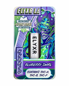 A Hybrid Blueberry Swirl Elyxr LA Live Resin Mutant Blend (THC-P, THC-B, THC-H) Cartridge (1 gram/1mL).