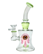 Load image into Gallery viewer, A green and pink Slimy Eye Color-Accented Bong.
