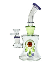 Load image into Gallery viewer, A purple and green Slimy Eye Color-Accented Bong.
