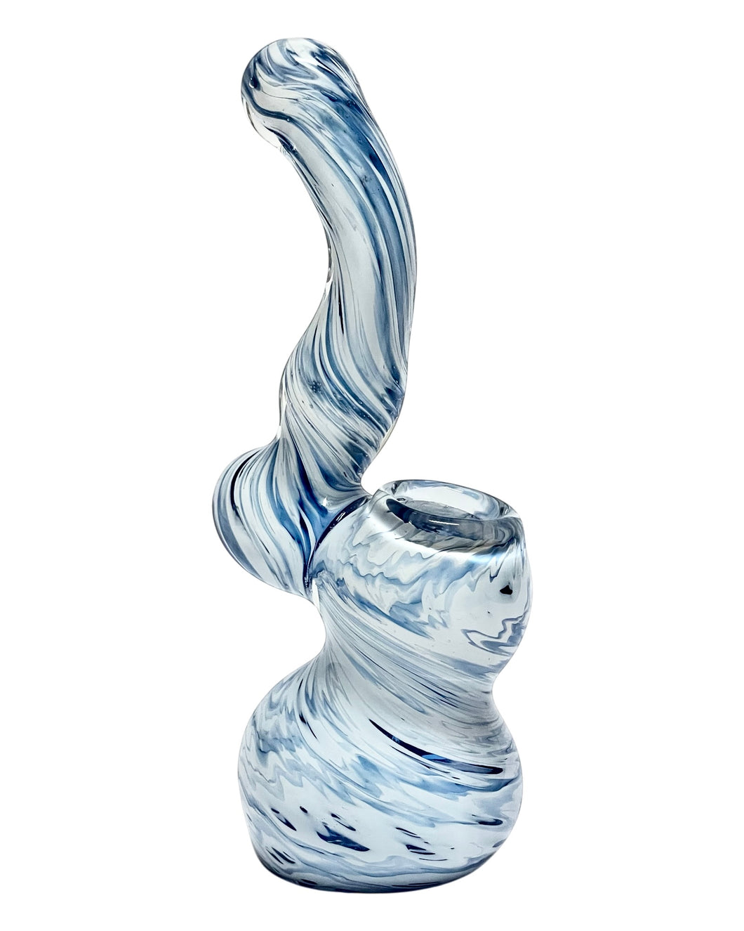 A blue Inside Out Colored Marble Bubbler.