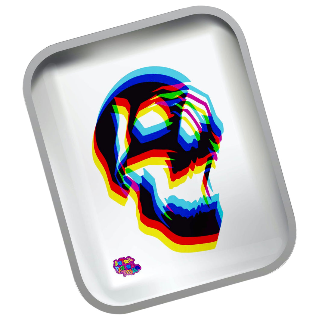 An Artsy Fartsy CMYK Skull Large Rolling Tray.