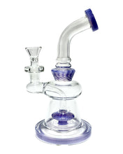 Load image into Gallery viewer, The side of a purple Wide Base Milky Colored Bong.
