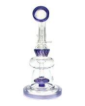 Load image into Gallery viewer, The back of a purple Wide Base Milky Colored Bong.
