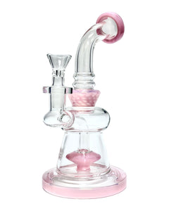 A pink Wide Base Milky Colored Bong.