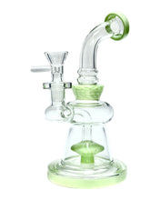 Load image into Gallery viewer, A green Wide Base Milky Colored Bong.
