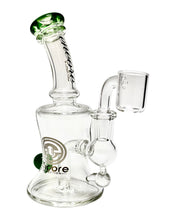 Load image into Gallery viewer, An Hourglass Dab Rig with green accents.
