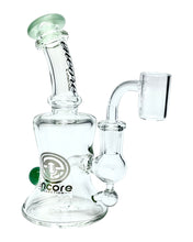 Load image into Gallery viewer, An Hourglass Dab Rig with slyme green accents.
