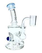 Load image into Gallery viewer, An Hourglass Dab Rig with sky blue accents.
