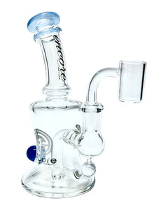 An Hourglass Dab Rig with sky blue accents.