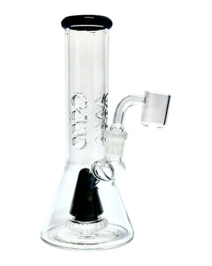 A black Shower Head Cone Beaker Dab Rig.