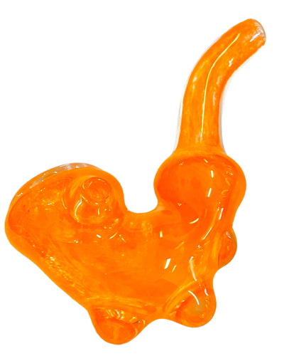 An orange TKO Inside Out Frit Dot Sherlock Pipe.