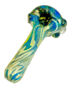 A TKO Glassworks Frit Inside Out Ghost Spoon Hand Pipe.