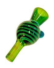 Load image into Gallery viewer, A Green Black TKO Glassworks Tube Cane Color Bubble Carb Cap.
