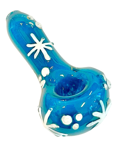 A TKO Glassworks Frit Snowflake Spoon Hand Pipe.