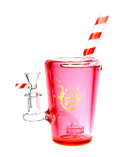 A red Pulsar Soda Cup Glycerin Bong.