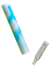 Load image into Gallery viewer, A blue White Rhino Flip Chillum to Quartz Straw.
