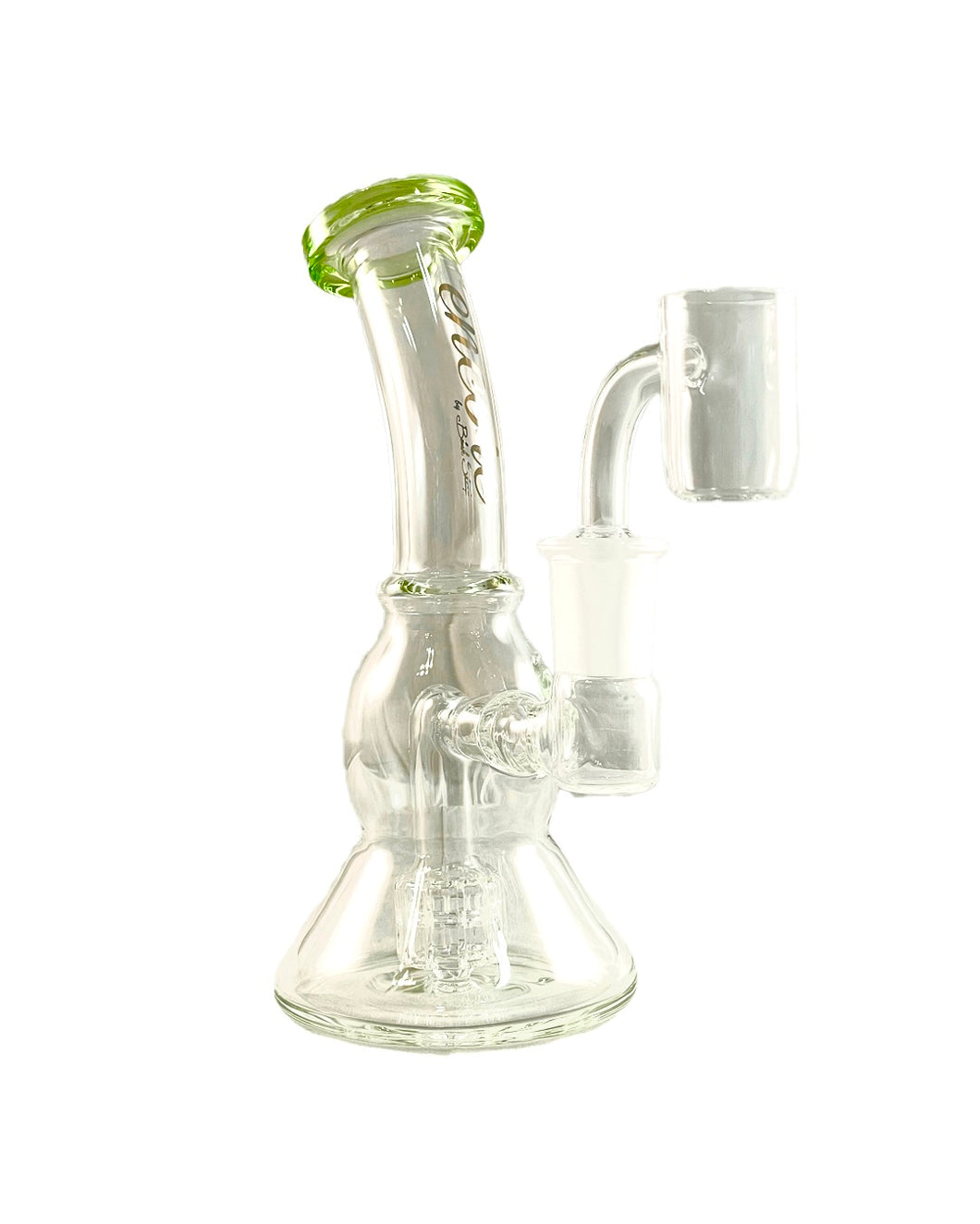 A green-colored Encore Mini Matrix Dab Rig.