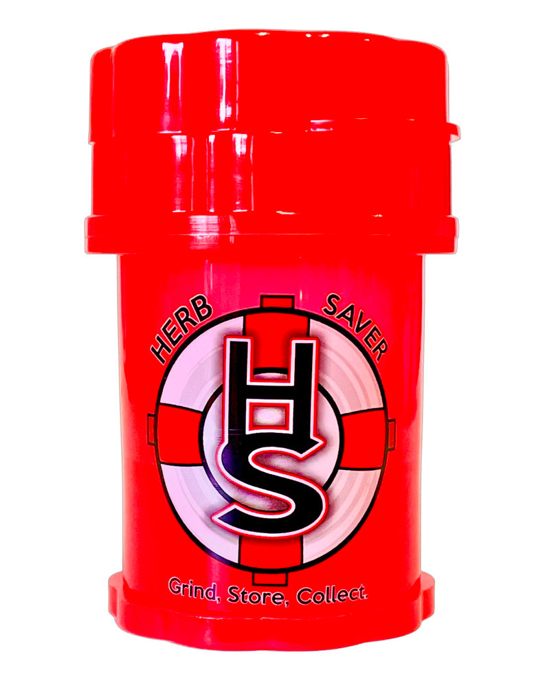 A red Large Herb Saver Grinder.