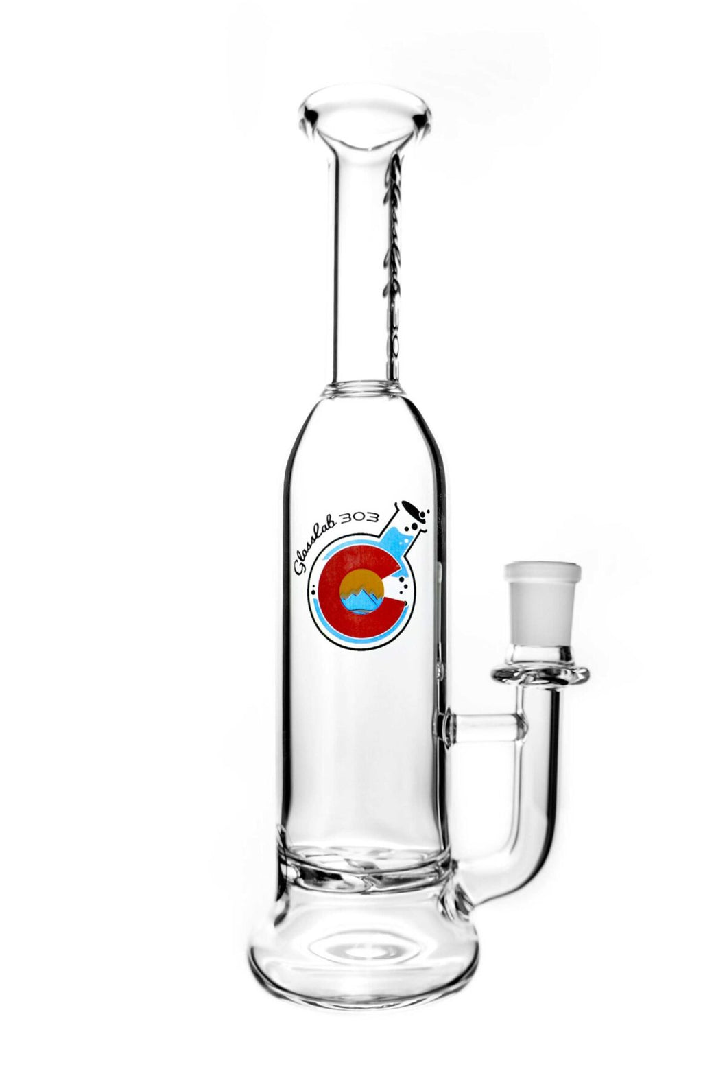 A Glasslab 303 Skinny Straight Bottle Rig with a turbine perc.