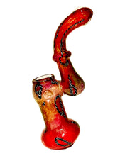 Load image into Gallery viewer, A red Funky Rings Glass Bubbler.
