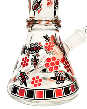 Load image into Gallery viewer, The base of a Black and Red Beehive Beaker Bong.
