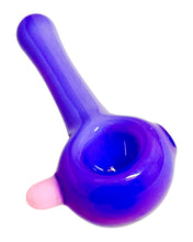 Load image into Gallery viewer, A purple Sexy Color Dot Spoon Pipe with pink dot accent.
